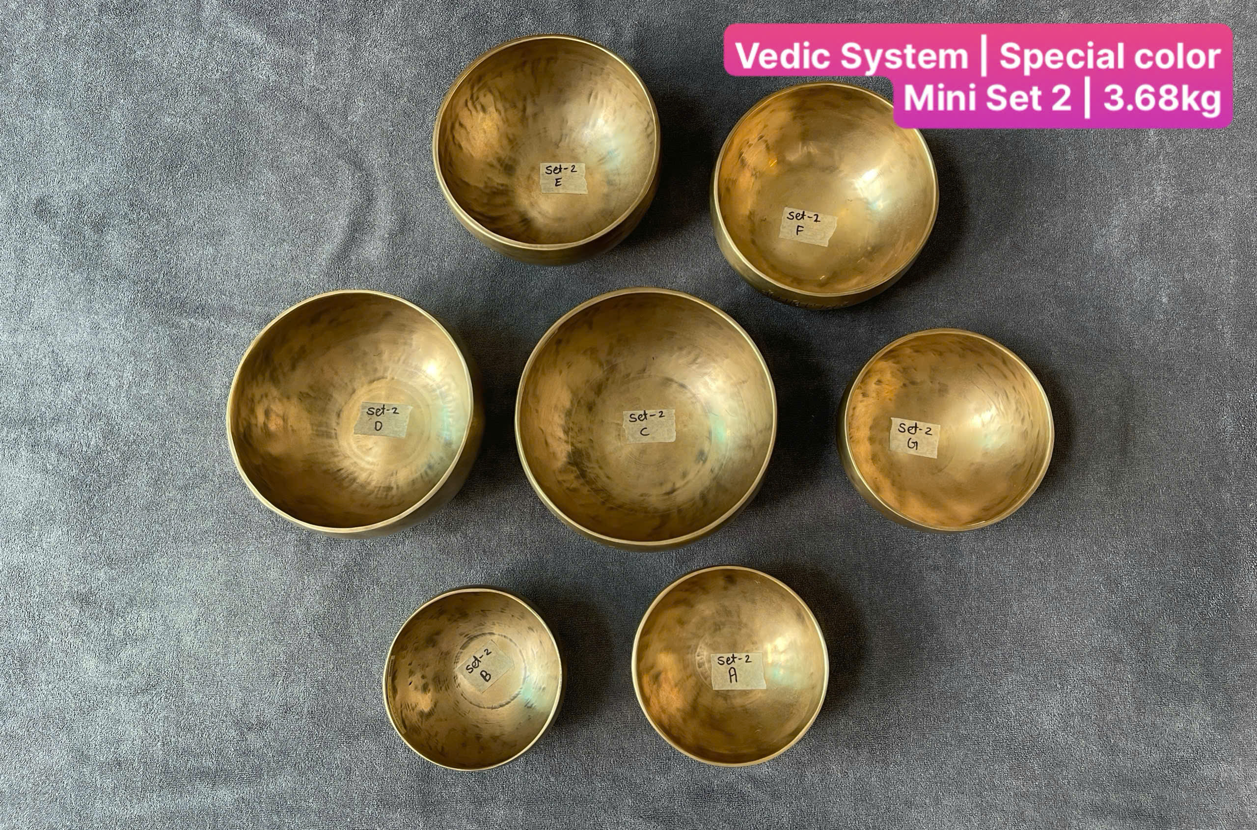 Himalayan Singing Bowl Set 2 – Special Color Mini (7 Bowls | 3.68kg)