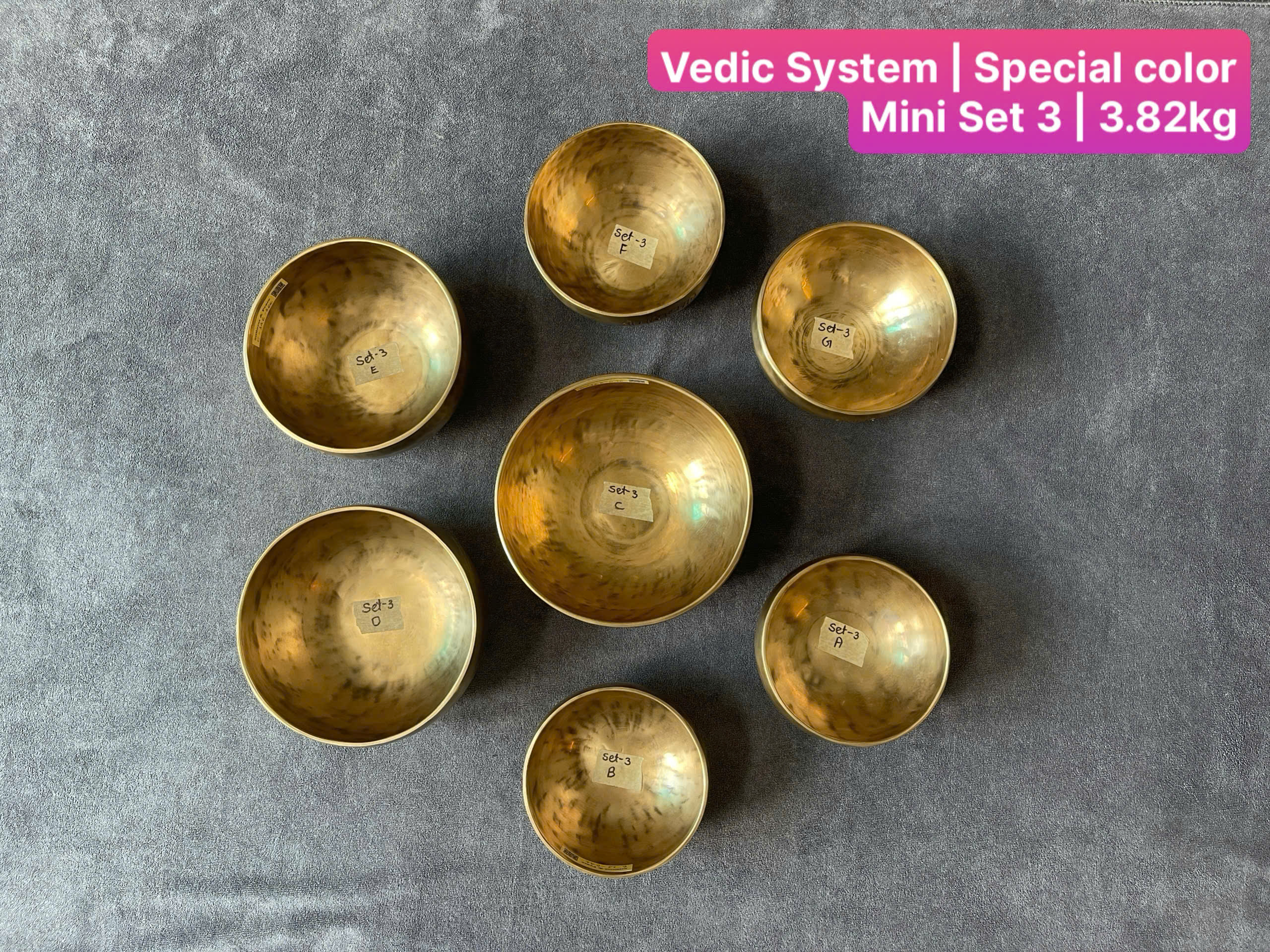 Himalayan Singing Bowl Set 3 – Special Color Mini (7 Bowls | 3.82kg)